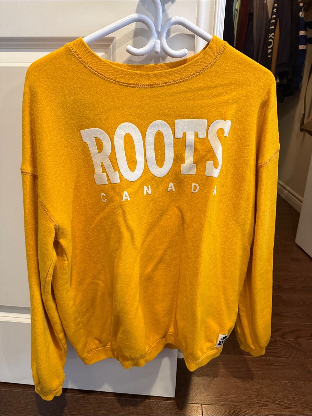 Roots Crewneck Sweatshirt in Bright Yellow with White Logo